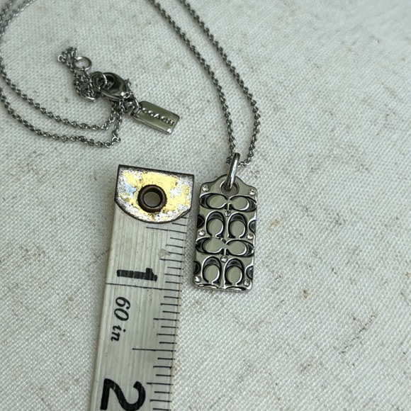 Coach silver rhinestone hang tag necklace - NWOT - Picture 7 of 9
